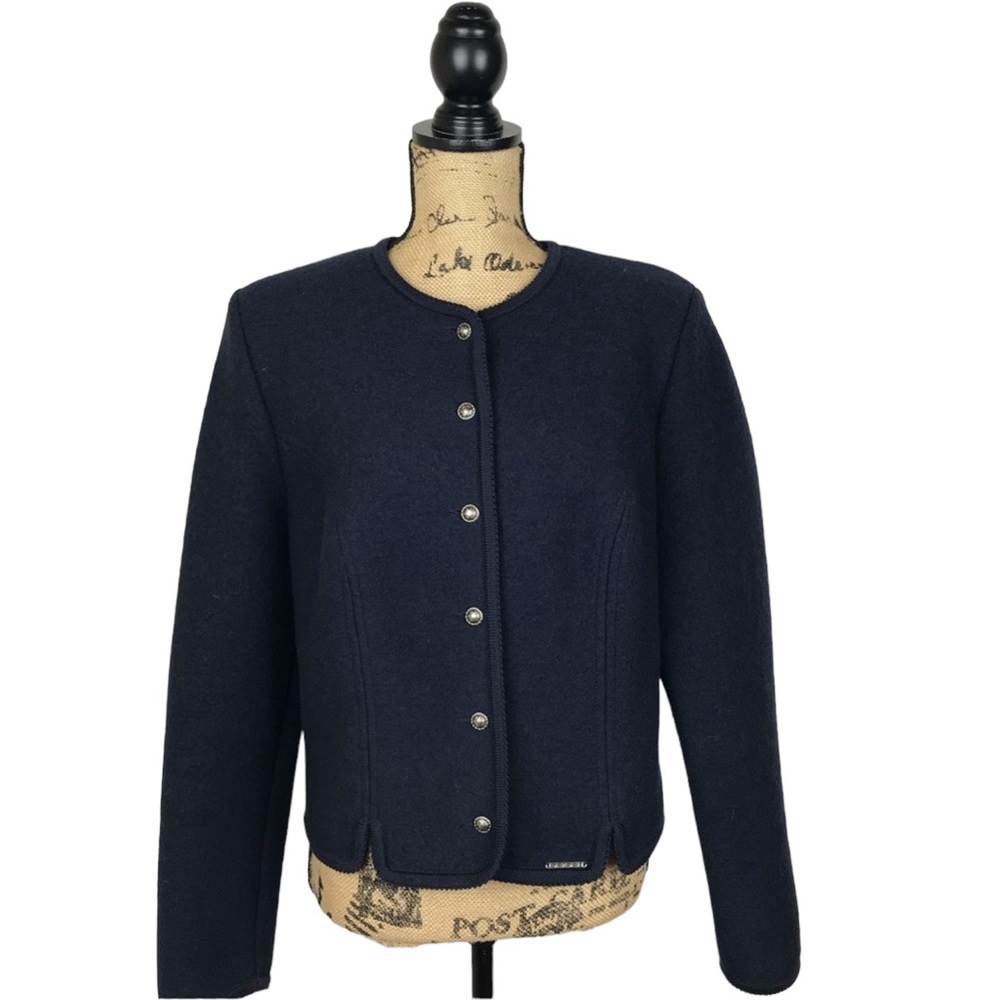 Geiger Navy 100% Wool Blazer. Made in Austria. VTG
